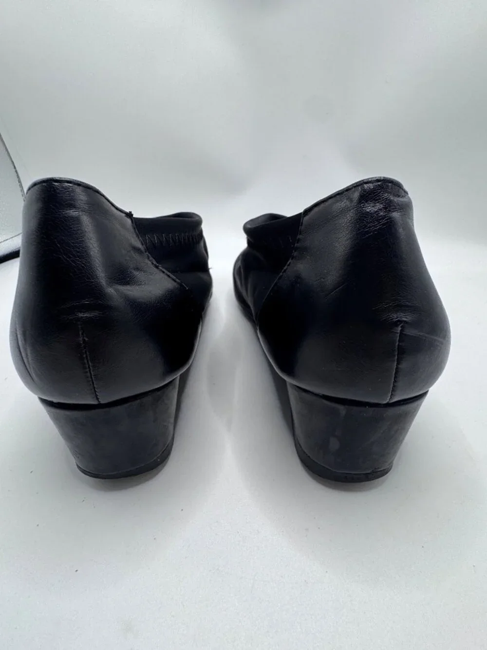 Angel Steps Black 9.5M  Wedge Comfort Shoes Slip-On Stretch Fabric